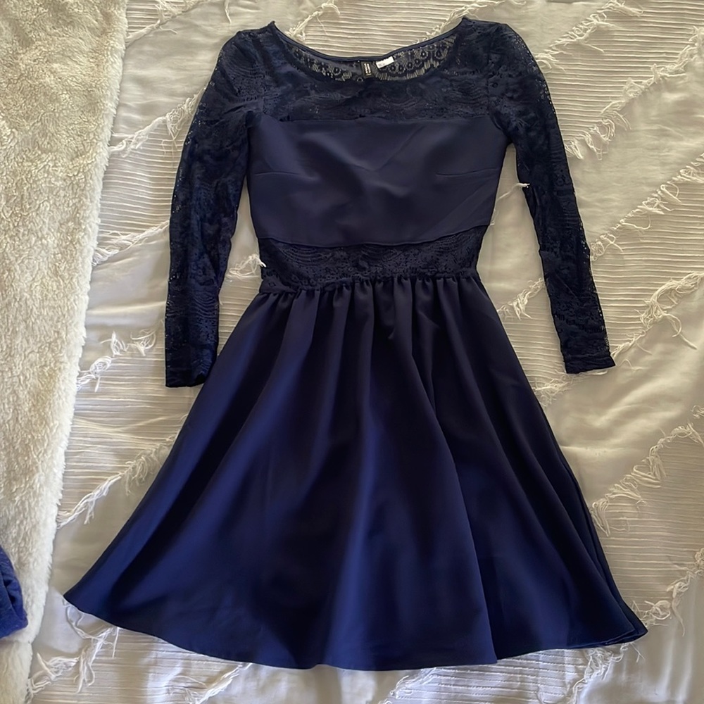 H&M Navy Blue Formal Dress with Lace Size 2